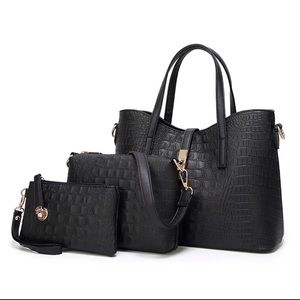 Crocodile embossed Bag set